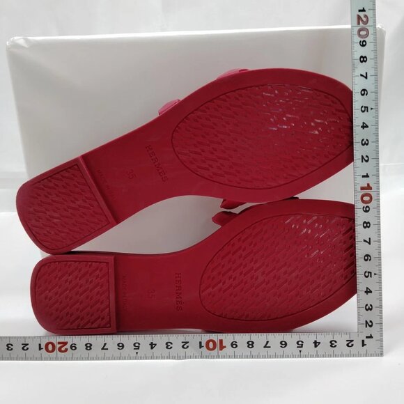 Hermes Sandals Women Burgundy Rubber 480-071525 - Picture 7 of 9